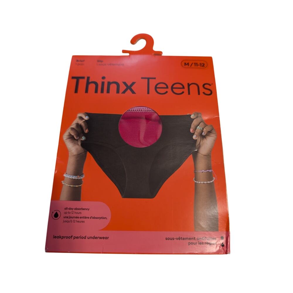 Thinx Teens Medium Period Underwear 11 12 Pink Brief Slip Panties NEW In Package